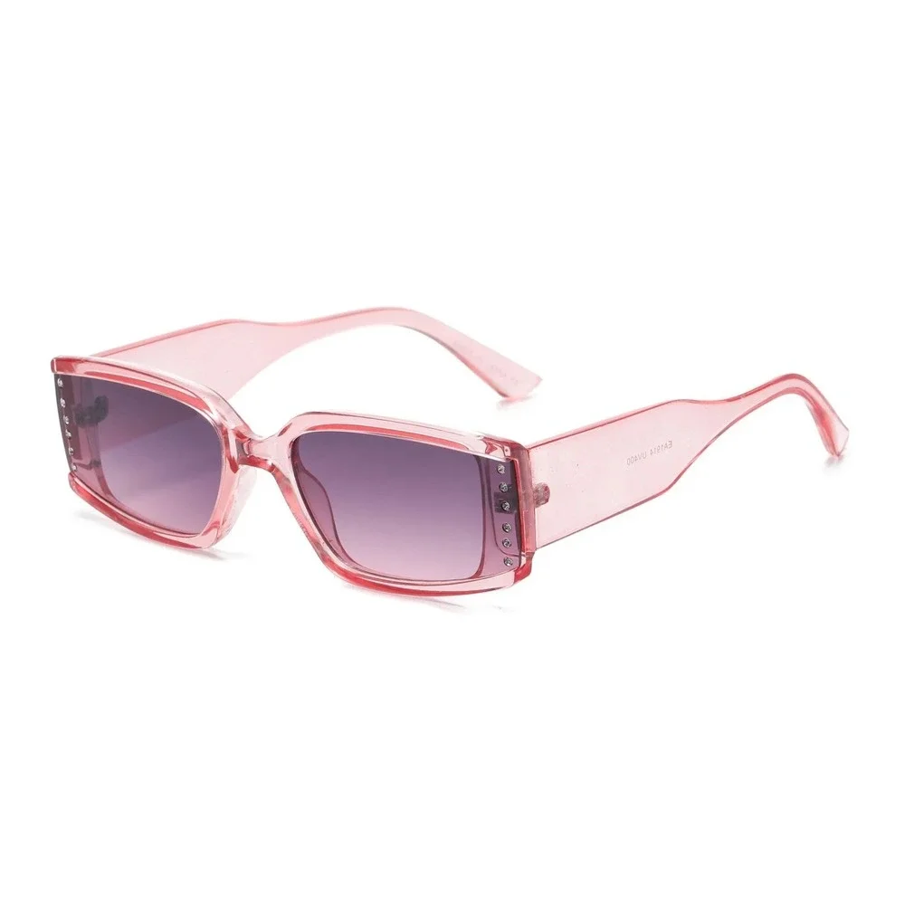 Pink Rectangular Sunglasses Women Streetwear Aesthetic Hip Hop Festival Eyewear